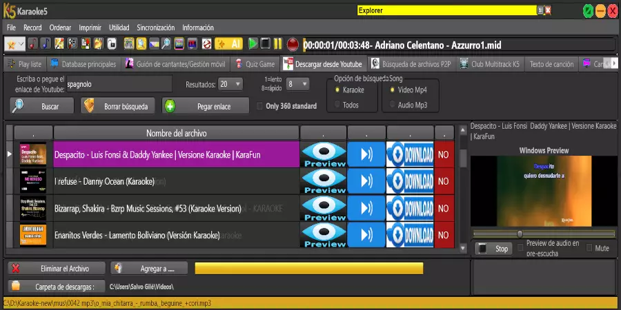 Karaoke5 b&uacute;squeda y descarga de pistas de karaoke de YouTube