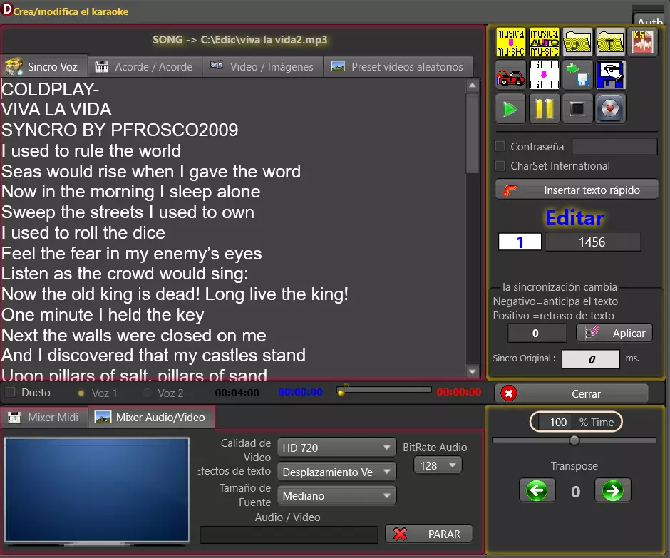 Karaoke5 sincronizador de letras para crear archivos de karaoke