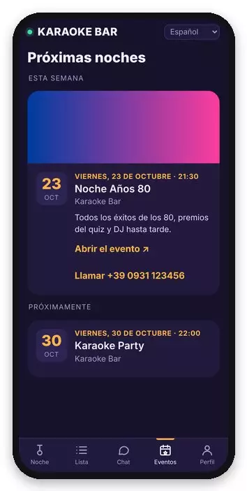 Las pr&oacute;ximas noches del local